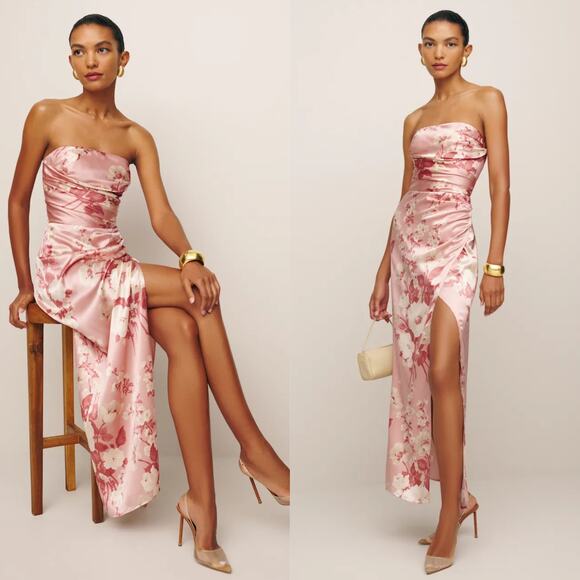 Reformation Barrow Silk Dress Bellini - Picture 1 of 12